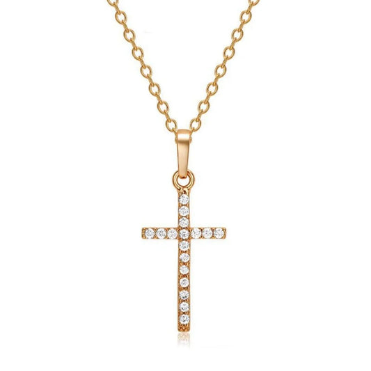 Cross Pendant Rhinestone Inlay Adjustable Necklaces Women Solid Color Solid Color Summer Pendant Necklace Jewellery Women