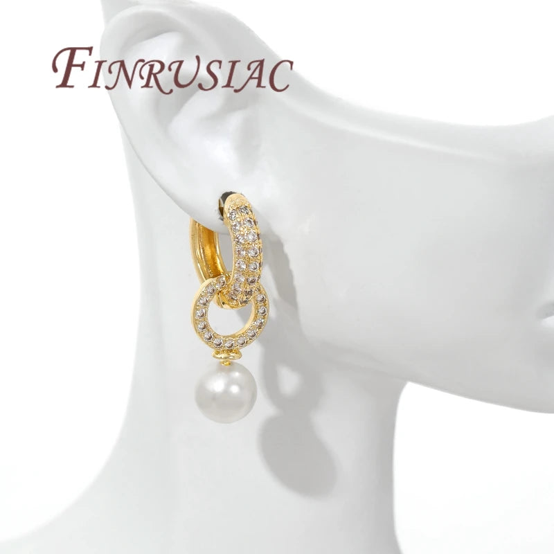 18K Gold Plated Earrings Hooks with Pearl Pendant Mounting Accessories,Fasteners For Earrings,Hypoallergenic Ear Wires