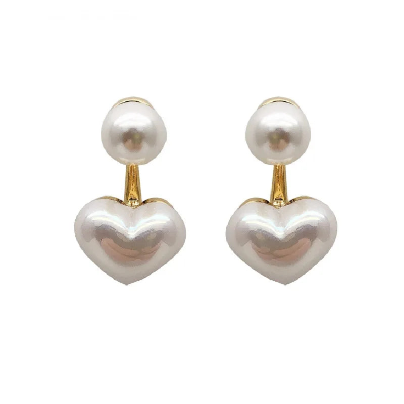 2 WOMEN'S Creative Minimalist Love Pearl Earrings, Fashionable Dressing Party Accessories