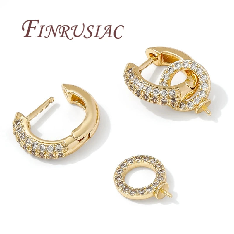 18K Gold Plated Earrings Hooks with Pearl Pendant Mounting Accessories,Fasteners For Earrings,Hypoallergenic Ear Wires